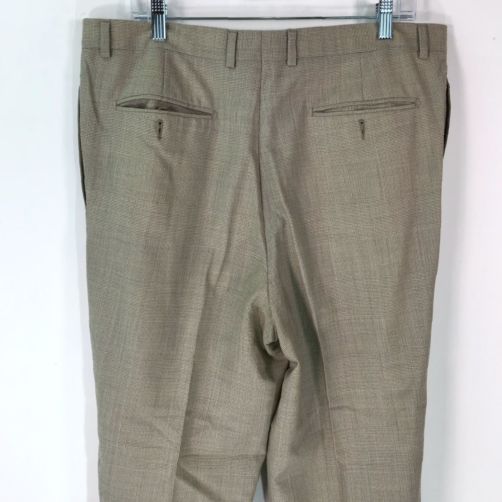 Vintage VINTAGE Luigi Rotto Arlotta Mens Dress Pants Cuffed Pleated Brown Wool Knit Check 36 Regular Inseam 32 Italy Vintage Men Pants 90s style Size US 36 / EU 52 - 2 Thumbnail