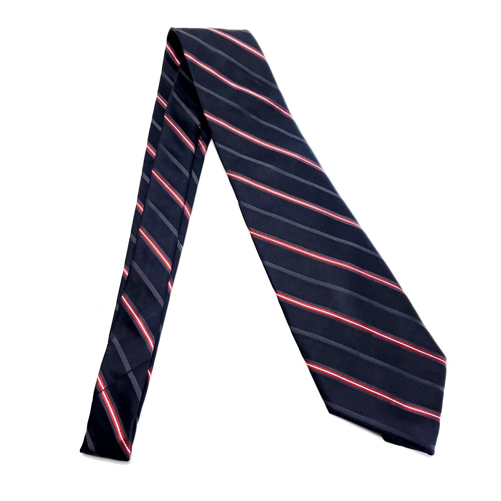 Express Express Design Studio Silk Tie Woven Black Red Striped Size ONE SIZE - 6 Thumbnail