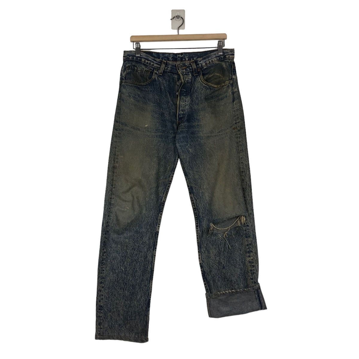 Levi's 🔥VINTAGE DENIM JEANS LEVI’S 501 DISTRESSED RUSTY DESIGN Size US 33 - 13 Thumbnail