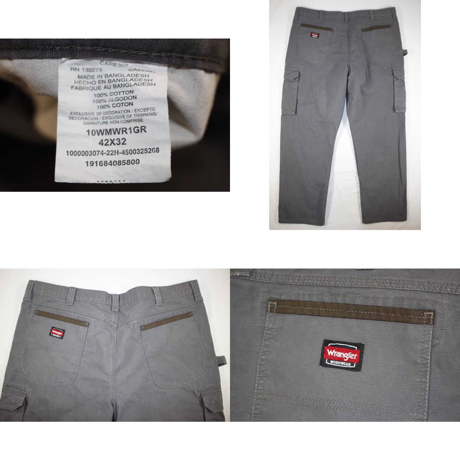 Wrangler Wrangler Workwear Ranger Double Knee Cargo Ripstop Pants Mens 42x32 Gray Size US 42 / EU 58 - 8 Thumbnail