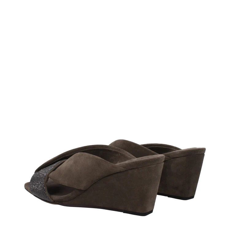 Brunello Cucinelli ob1o1e1024 Suede Wedges in Grey Size US 8 / IT 38 - 4 Thumbnail