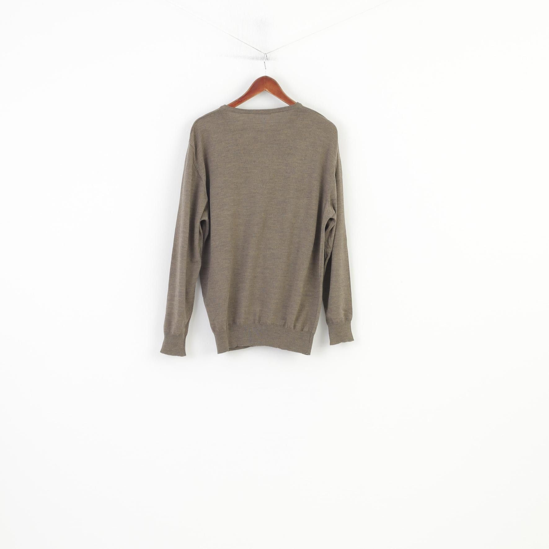 Vintage Rene Lezard Men 54 XL Jumper Brown Grey Merino Wool 10860 Size US XL / EU 56 / 4 - 6 Thumbnail