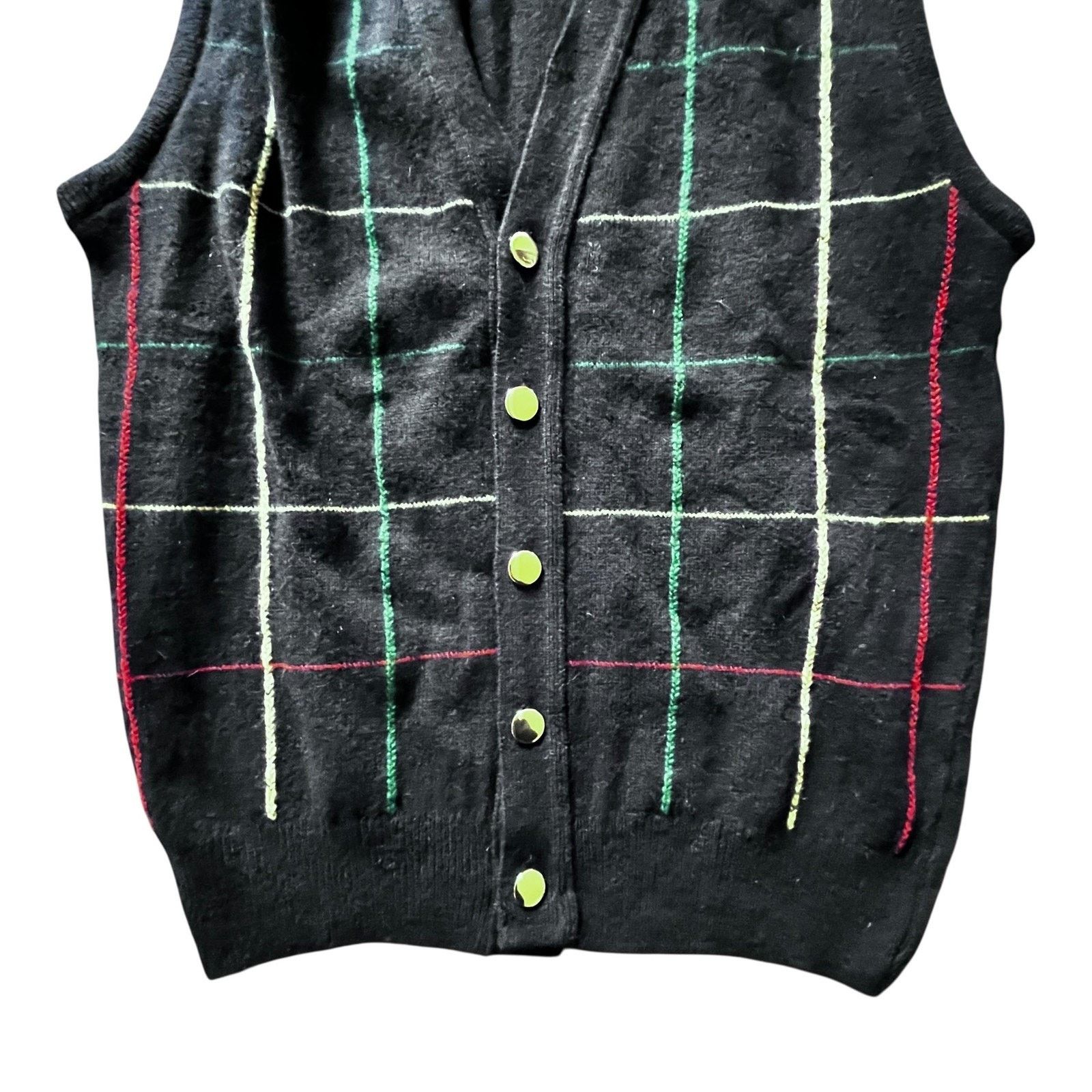 Other VTG Lord Jeff Lambswool Vest Med Plaid Button Up Ireland 90s Size US M / EU 48-50 / 2 - 5 Thumbnail