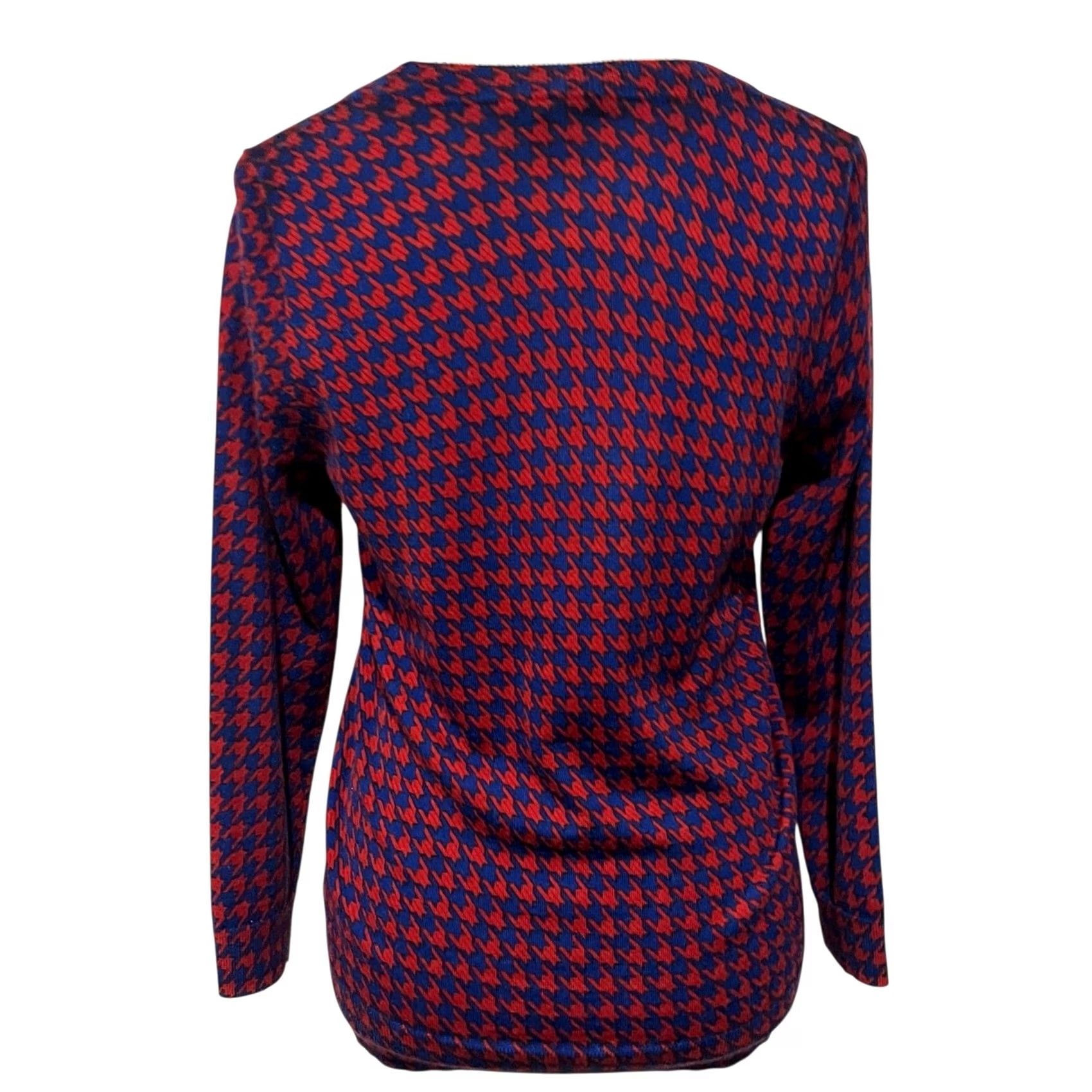 J.Crew J.Crew Merino Wool Houndstooth Sweater Blue Women's Size M Pullover Knit Tippi 100% Wool F8262 Size M / US 6-8 / IT 42-44 - 5 Thumbnail