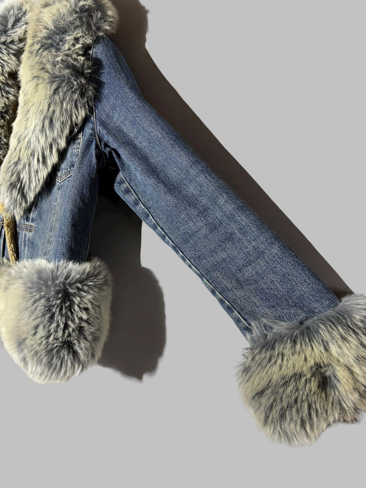 Gap 🔥 Y2K FAUX FUR GAP DENIM JACKET VINTAGE COAT Size S / US 4 / IT 40 - 8 Thumbnail