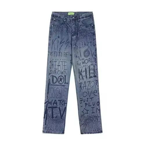 Japanese Brand Graffiti faded blue jeans Size US 32 / EU 48 - 6 Thumbnail