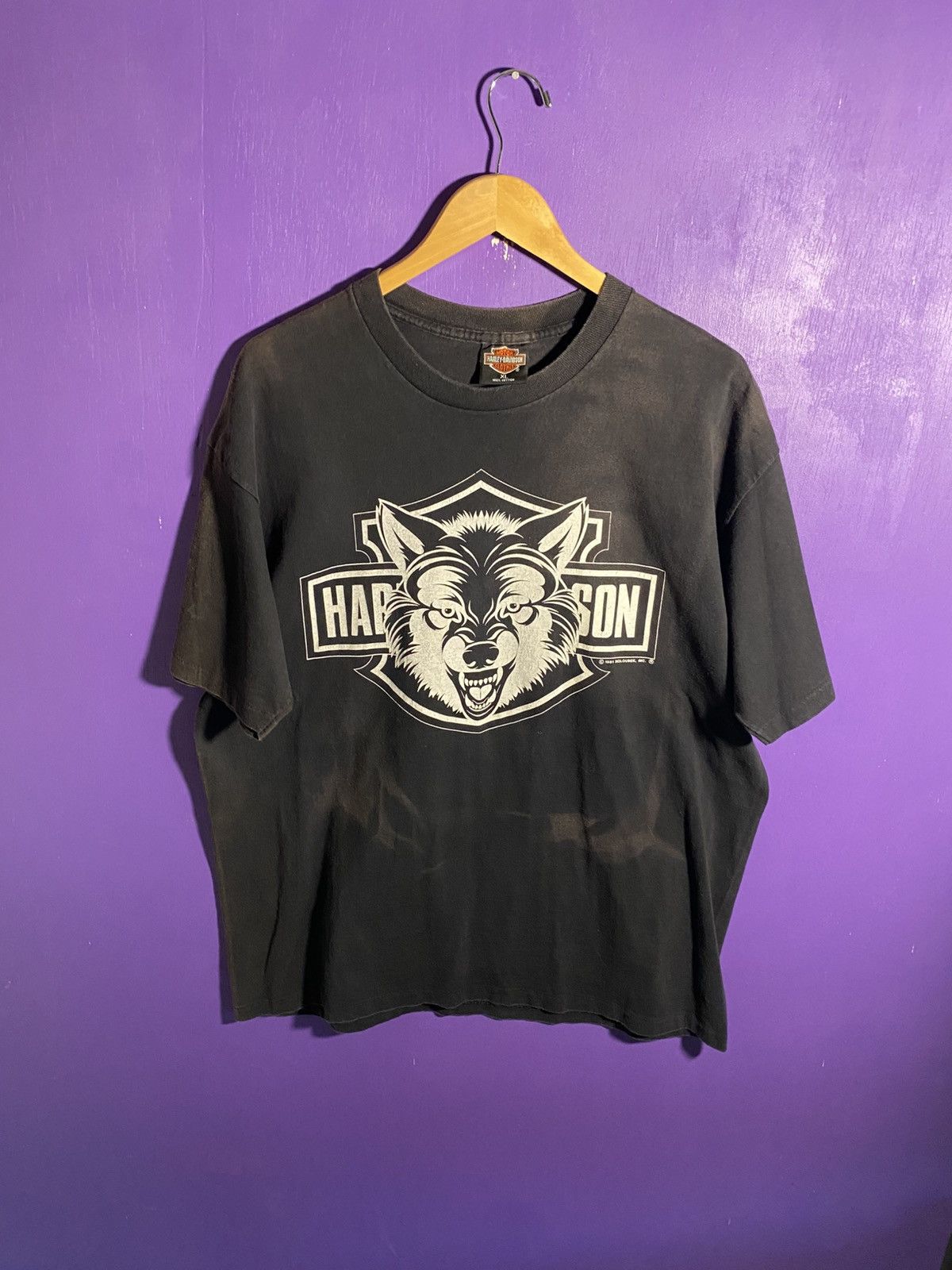 Harley Davidson Vintage 1991 Harley Davidson lone wolf t-shirt Size US XL / EU 56 / 4 - 1 Thumbnail