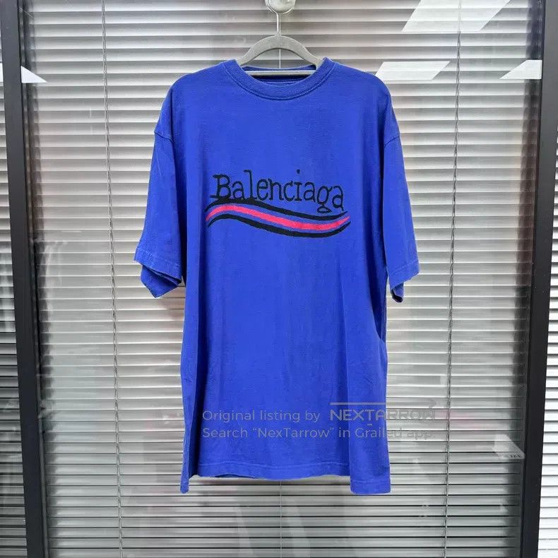 Balenciaga Balenciaga Deep Blue Coke Wave Lettering Size US XS / EU 42 / 0 - 1 Thumbnail