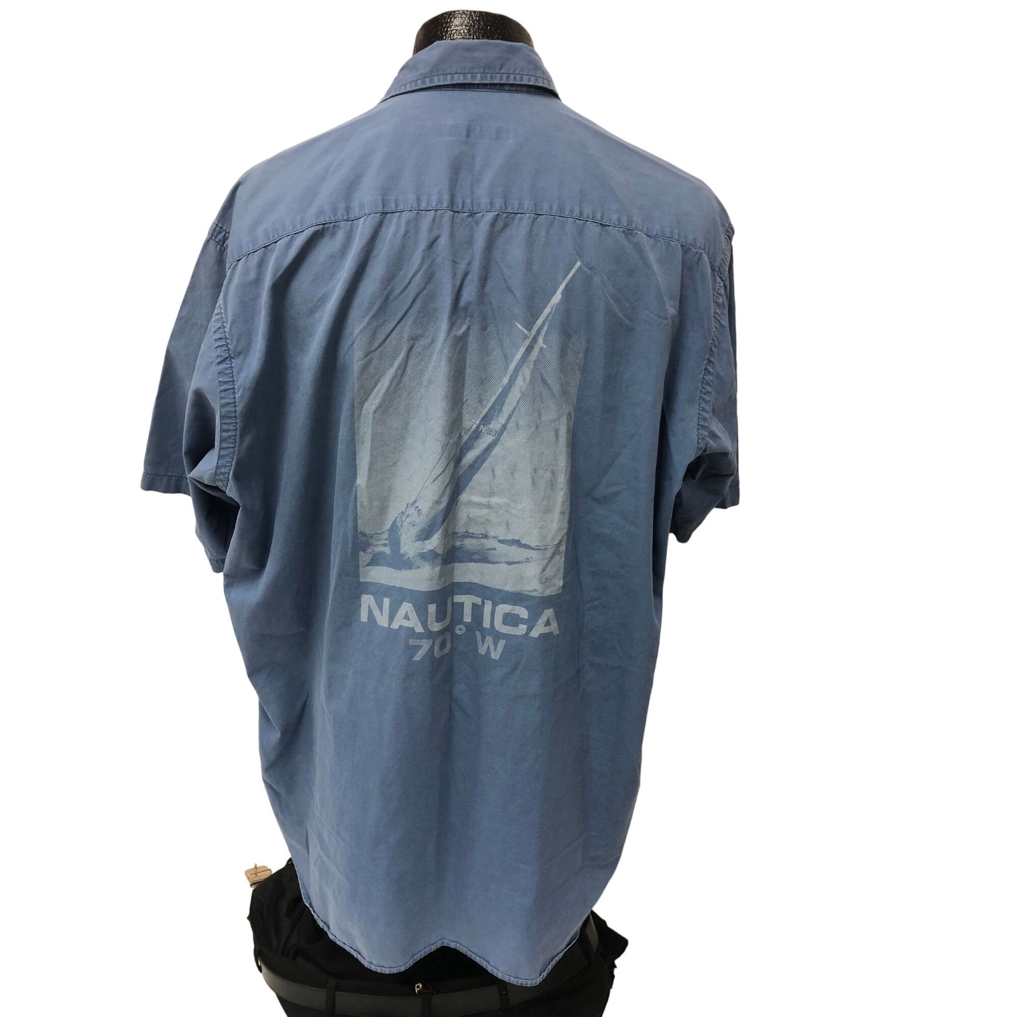 Nautica Vtg Nautica Blue SPELL OUT Button Up SAILBoat RACING Shirt Size US L / EU 52-54 / 3 - 6 Thumbnail