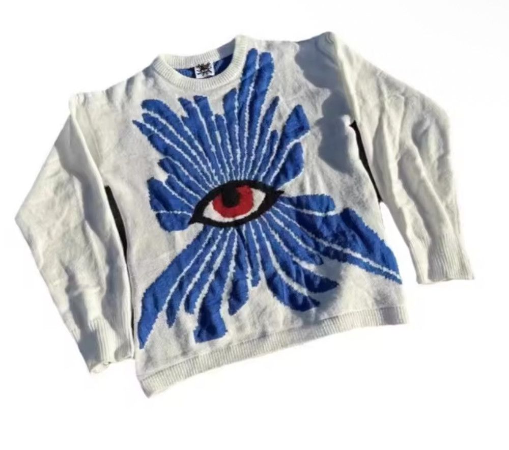 Other Street Vintage Retro Gothic Eye Sweater Jacquard Knitwear Size US M / EU 48-50 / 2 - 2 Thumbnail