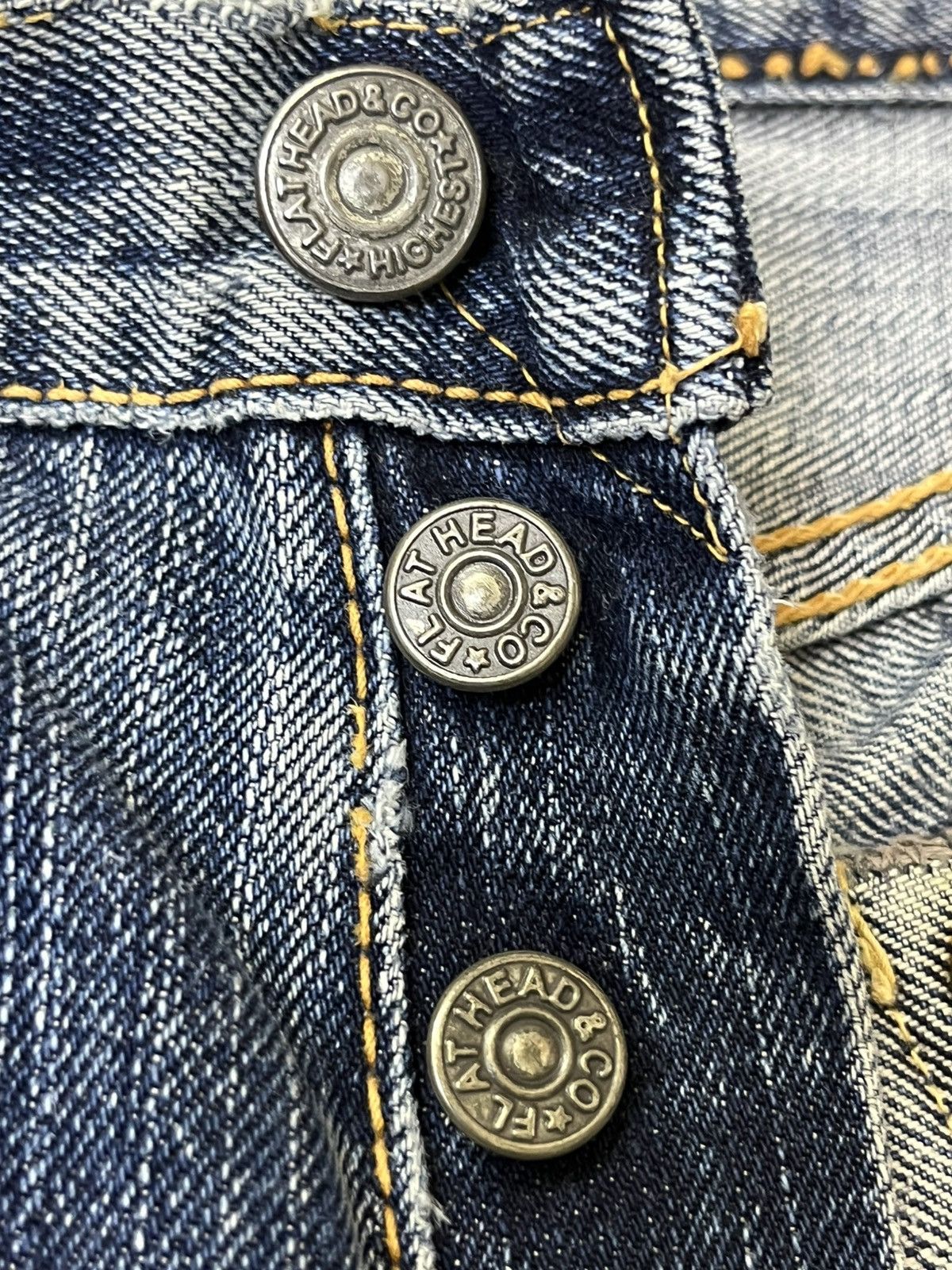 The Flat Head Sick🔥Japanese denim THE FLAT HEAD distressed selvedge jeans Size US 30 / EU 46 - 18 Thumbnail