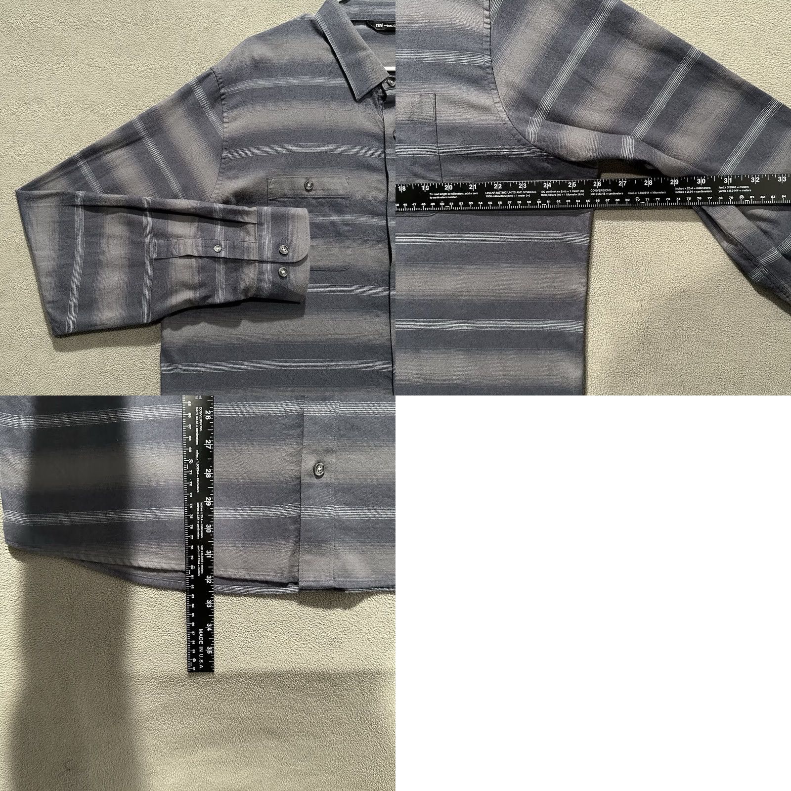 TravisMathew Travis Mathew Shirt Mens 2XL Gray Striped Long Sleeve Button Up Size US XXL / EU 58 / 5 - 8 Thumbnail