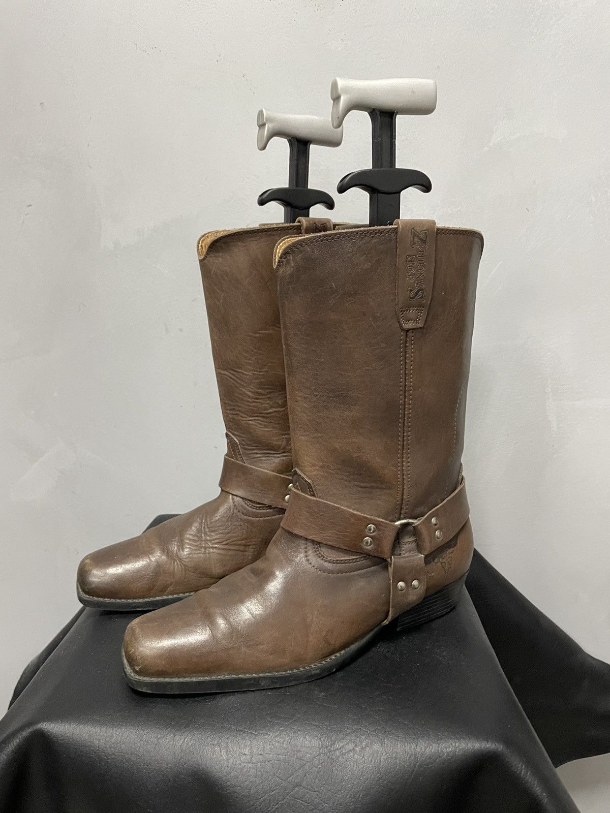 Sancho Boots Western brown leather moto boots harley davidson style y2k Size US 10 / EU 43 - 1 Thumbnail