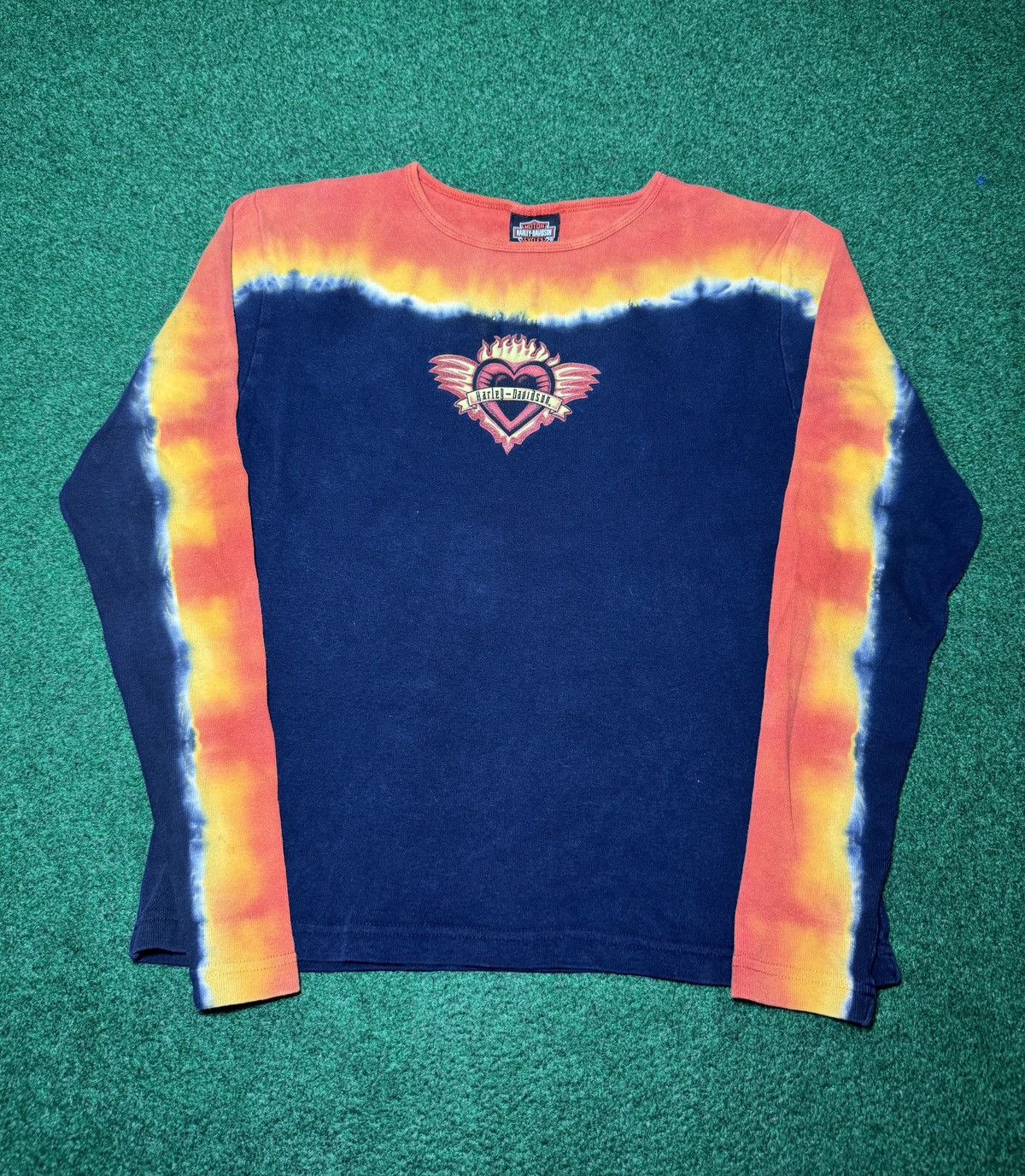 Harley Davidson Vintage 90s Harley Davidson L Flame Heart Long Sleeve Shirt Size L / US 10 / IT 46 - 1 Thumbnail
