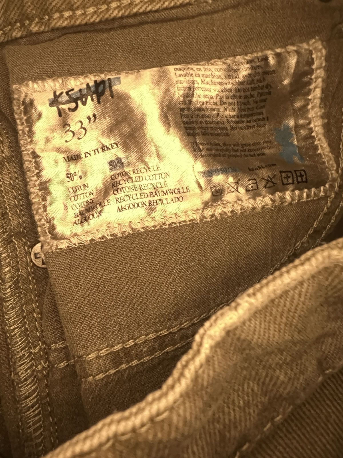 Designer × Ksubi Beige Khaki K Subi Jeans Size US 33 - 4 Thumbnail