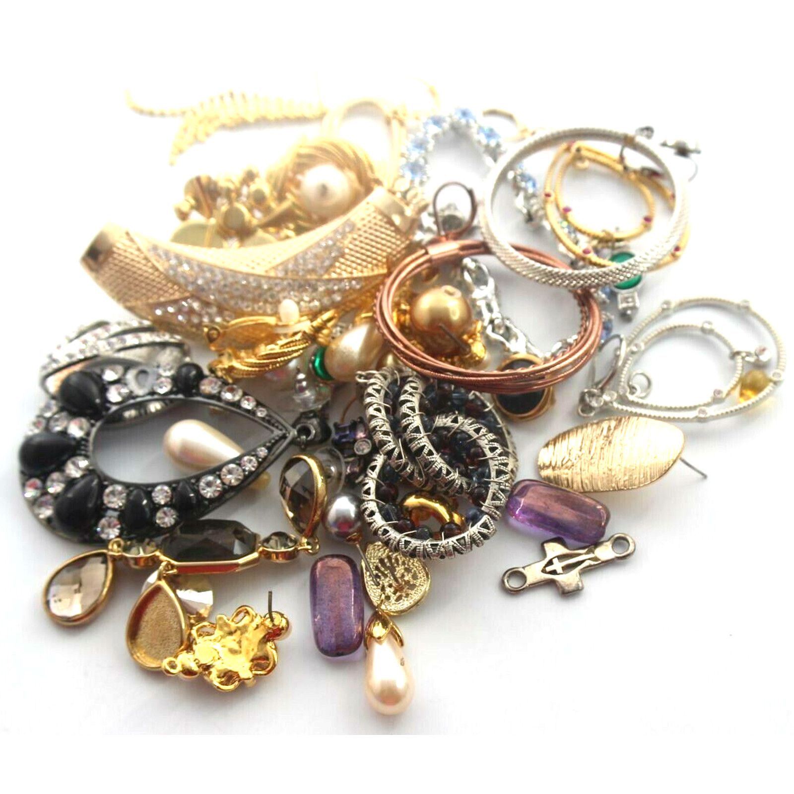 Other Jewelry Crafters Lot Rhinestone Single Earrings Bracelet Size ONE SIZE - 2 Thumbnail