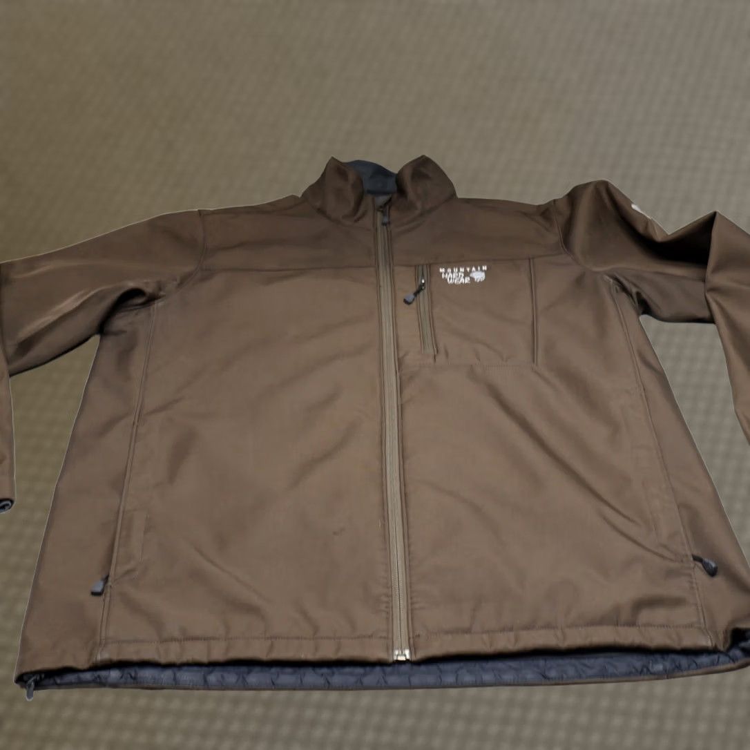 Mountain Hardwear Mountain Hardwear Jacket Mens XL Brown Softshell Fleece Lined Zip Full Zip Pockets Hiking Outdoor Windbreaker Casual Travel Size US XL / EU 56 / 4 - 1 Thumbnail
