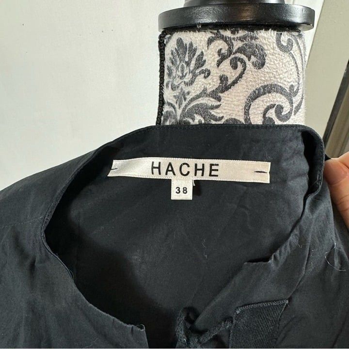 Hache Hache black tie front paneled side shirt business casual. Size XS / US 0-2 / IT 36-38 - 7 Thumbnail