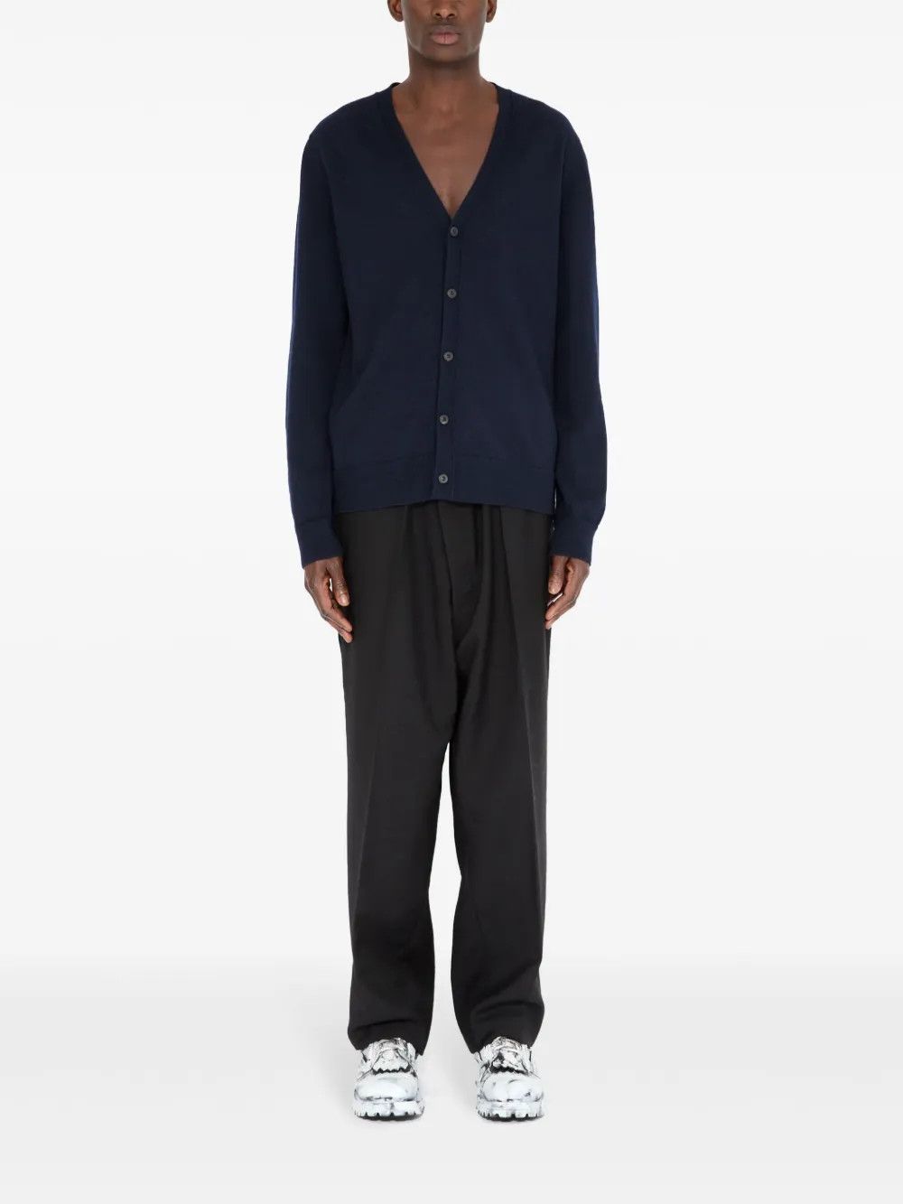 Maison Margiela o1mle0326 Wool Cardigan in Navy Blue Size US XXL / EU 58 / 5 - 2 Thumbnail