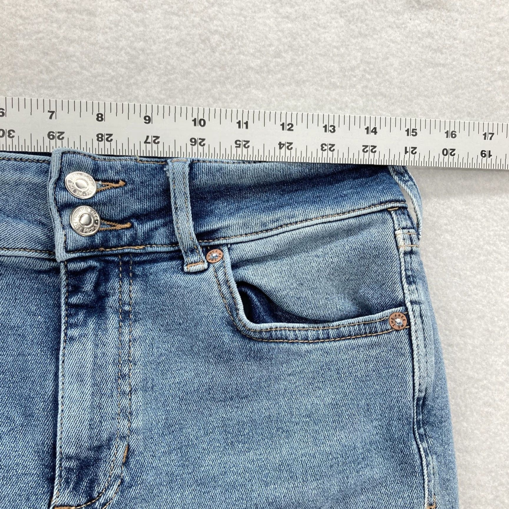 Vintage We The Free Bootcut Jeans Womens 29 Blue Stretch Double Button High Rise Boho Jeans (Denim) Mens? Size 29" - 6 Thumbnail