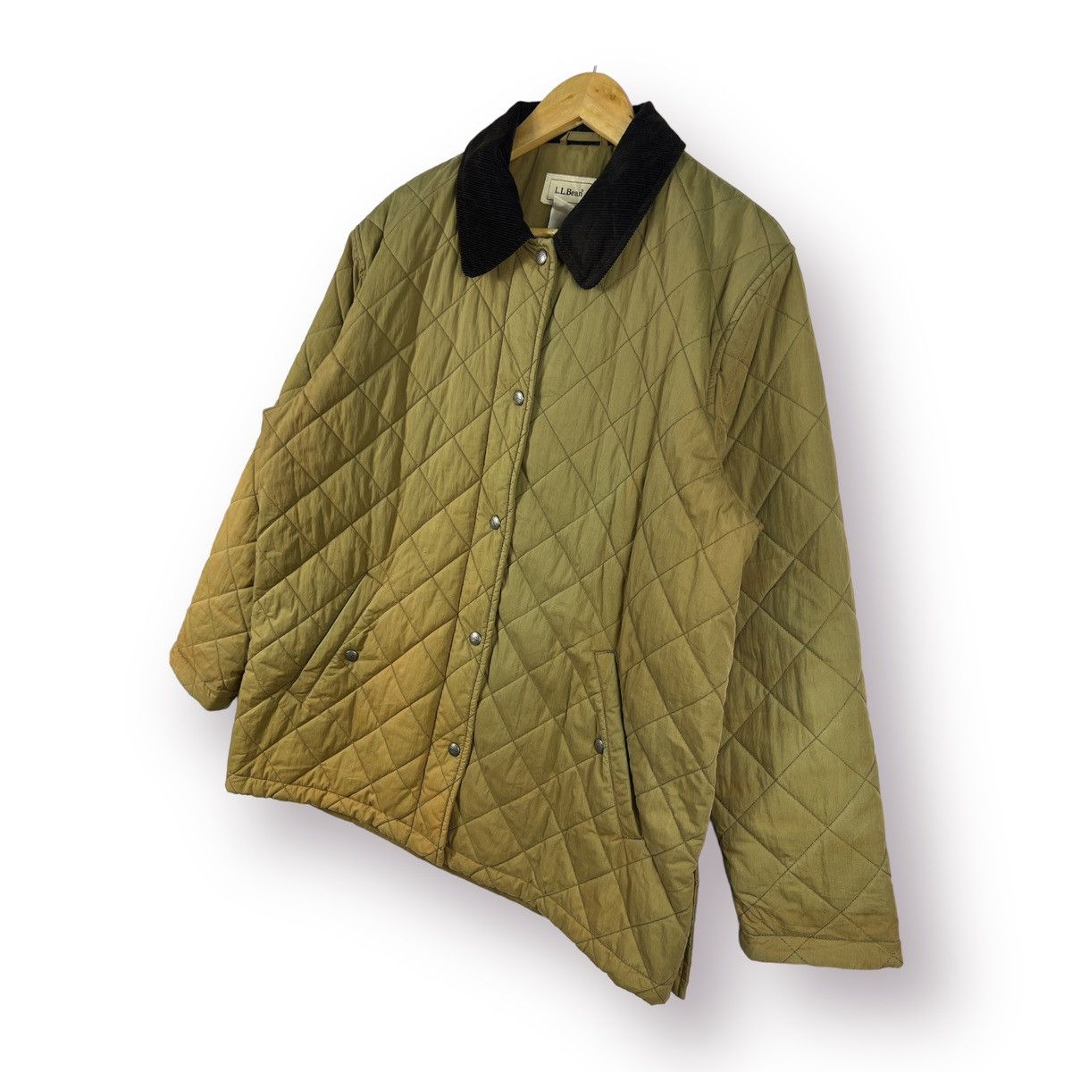 L.L. Bean 🔥 VTG OLIVE QUILTED SUNFADED L.L BEAN CORD COLLAR JACKET -M Size M / US 6-8 / IT 42-44 - 3 Thumbnail