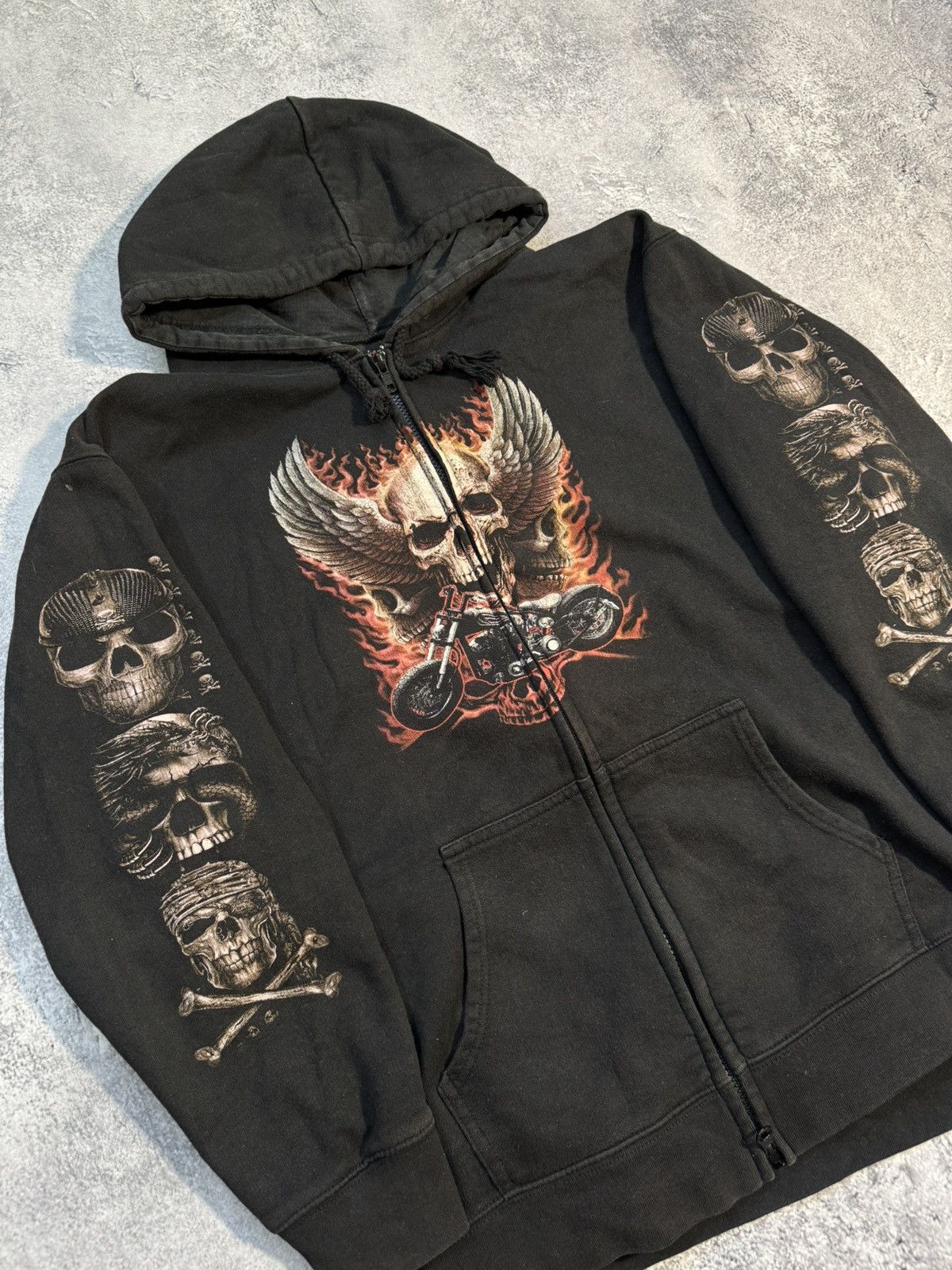 Japanese Brand × Vintage Vintage Ed Hardy by Christian Audigier Style, Skull Hoodie Size US M / EU 48-50 / 2 - 2 Thumbnail