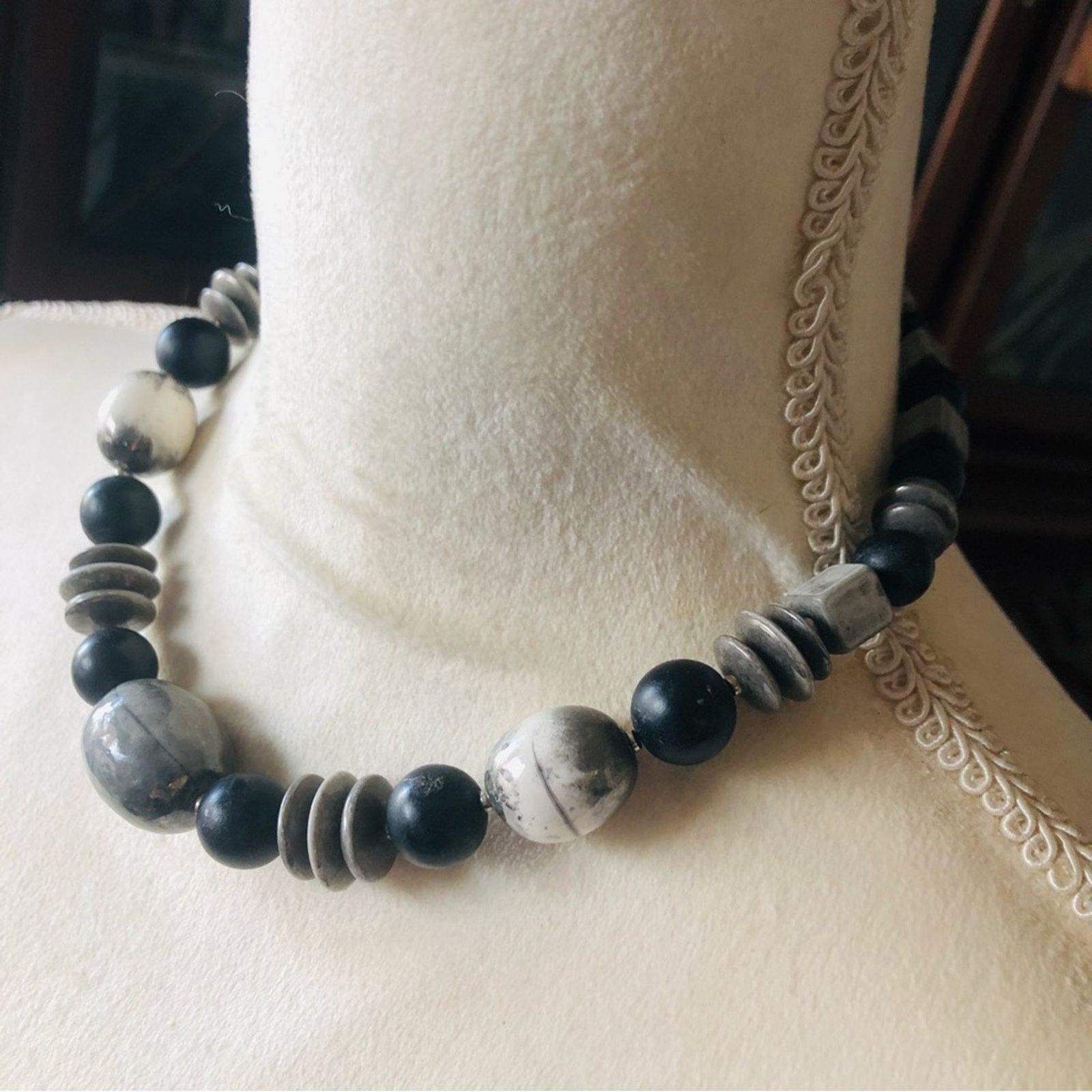 Vintage Vintage 80s gray ceramic bead necklace Size ONE SIZE - 3 Thumbnail