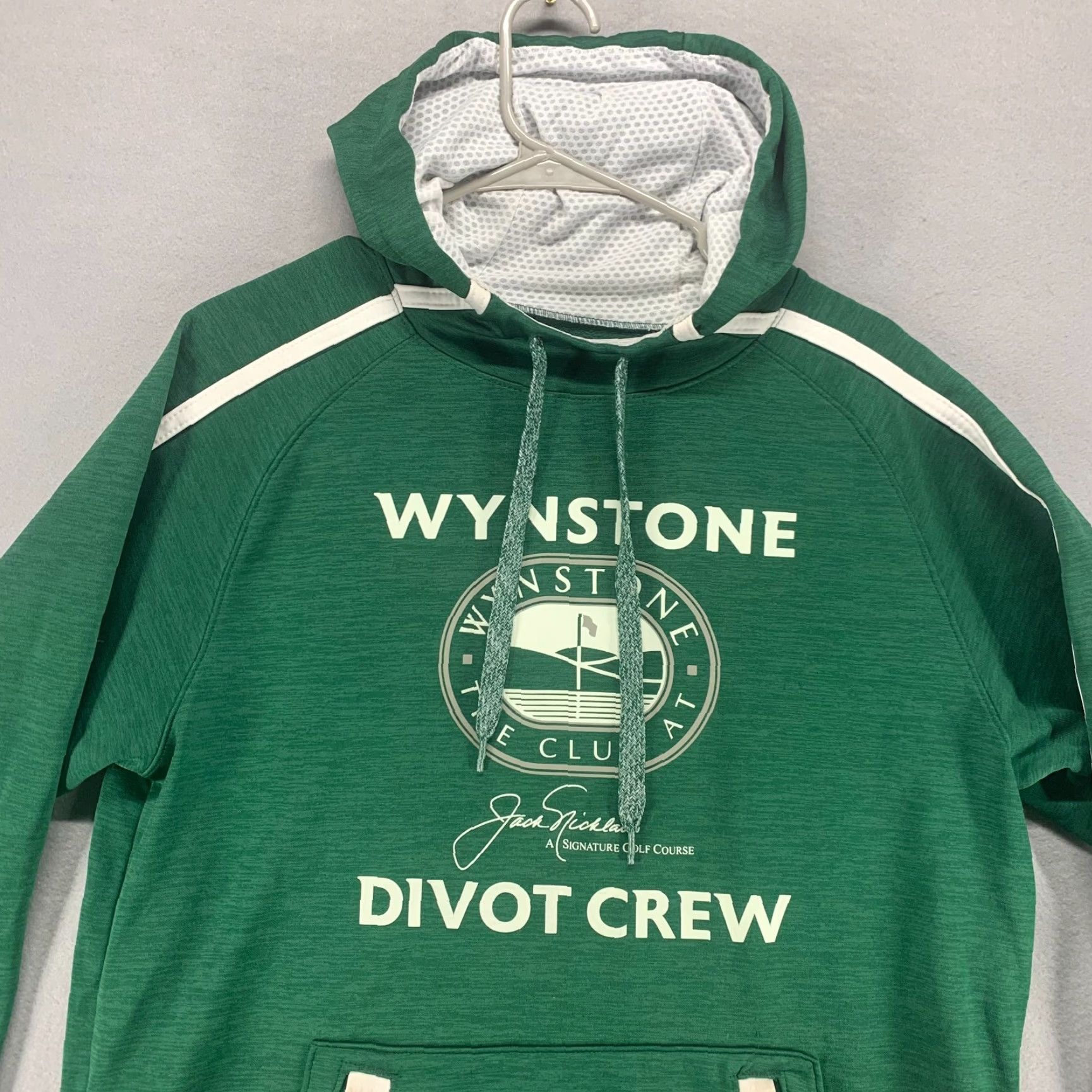 Vintage Jack Nicklaus Hoodie Mens Medium Green Pullover Divot Crew Pullover Wynstone Logo Pockets Lightweight Outdoor Pattern Solid Size US M / EU 48-50 / 2 - 3 Thumbnail