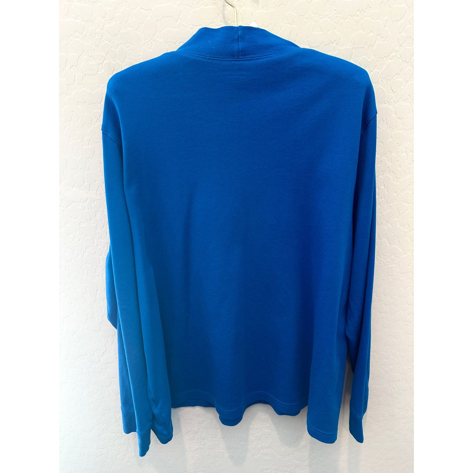 Lands' End LANDS END Electric Blue Relax Fit Mock Neck Long Sleeve Top Size XXL / US 16-18 / IT 52-54 - 4 Thumbnail