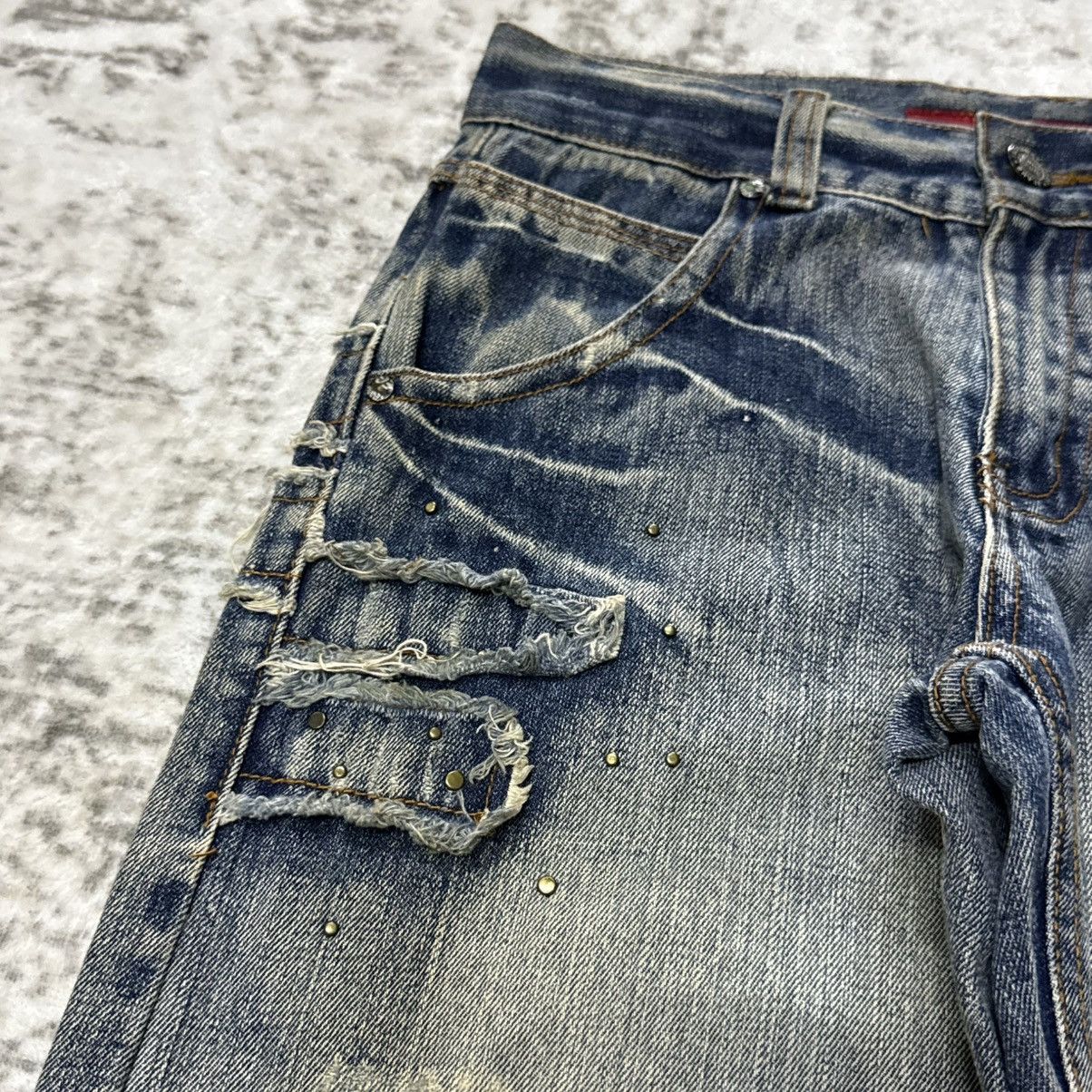 Japanese Brand Euro Eagle Patchwork Distressed Studded Loose Jeans Size US 30 / EU 46 - 5 Thumbnail