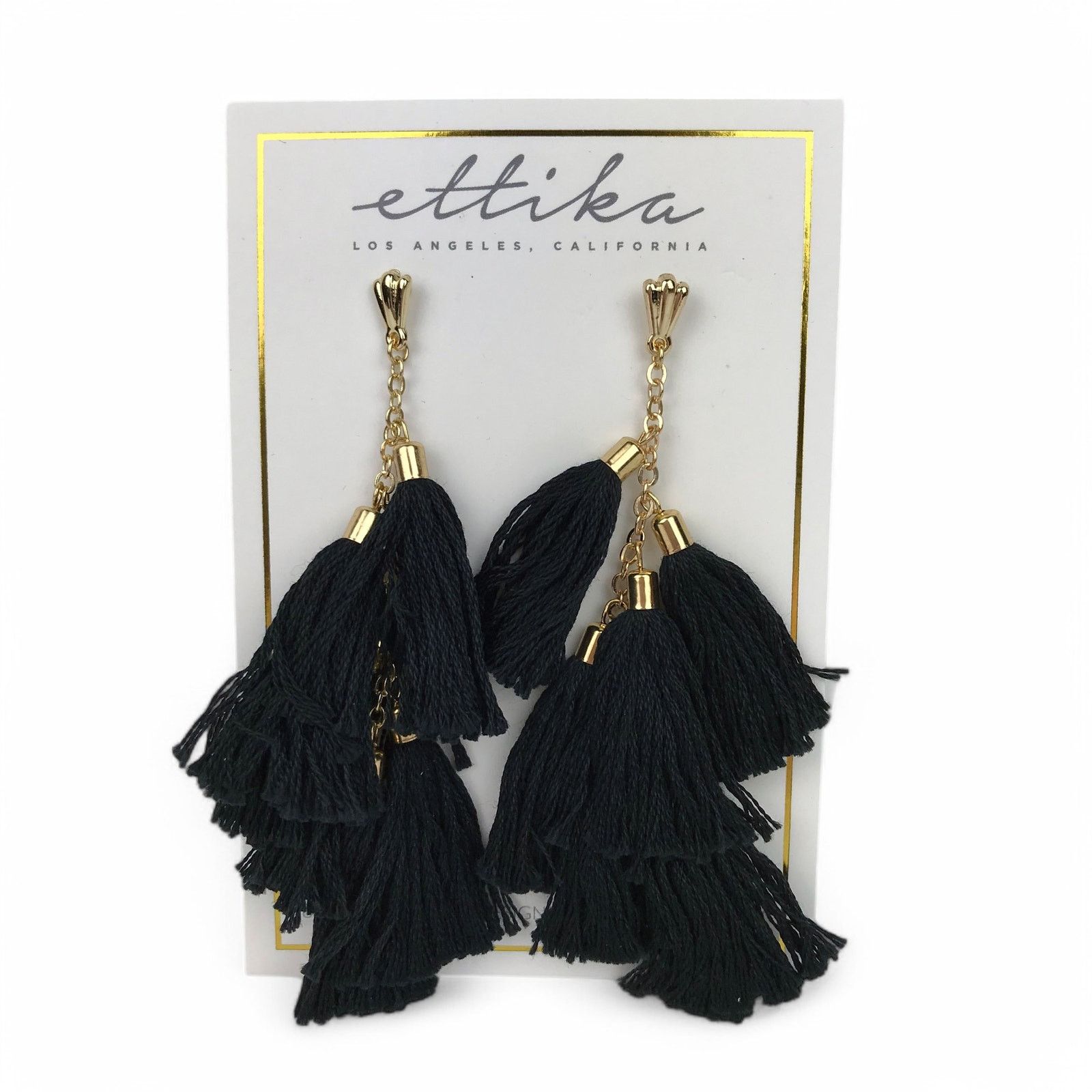 Other Ettika Daydreamer Earrings Black Gold Thread Tassel Dangle Size ONE SIZE - 4 Thumbnail