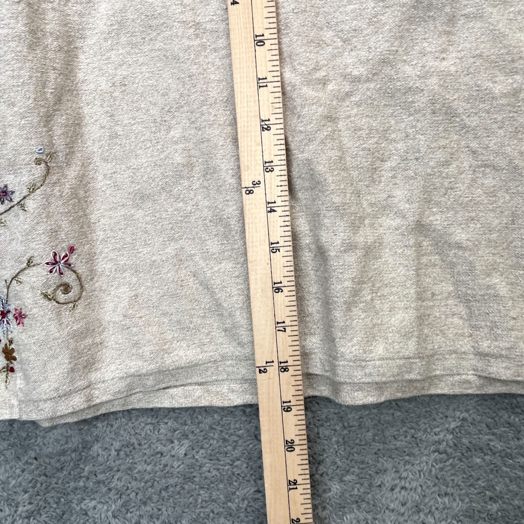J. Jill J Jill Sweater Womens Large Beige Floral Embroidered Linen Blend Pullover Knit Knitwear Casual Party/Cocktail Embroidered Size L / US 10 / IT 46 - 6 Thumbnail