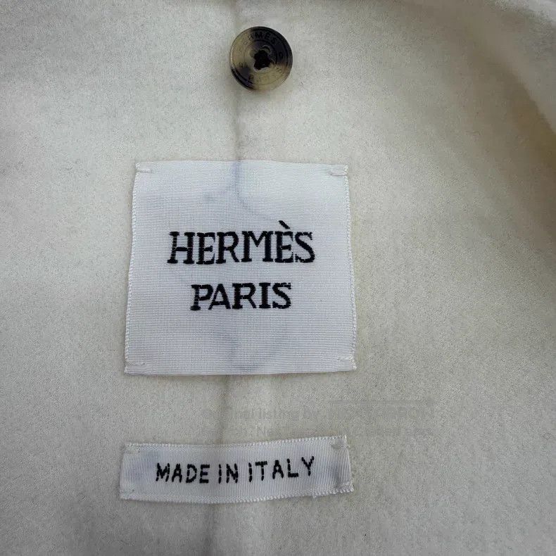 Hermes Hermes White detachable shawl long cashmere coat Size XS / US 0-2 / IT 36-38 - 3 Thumbnail