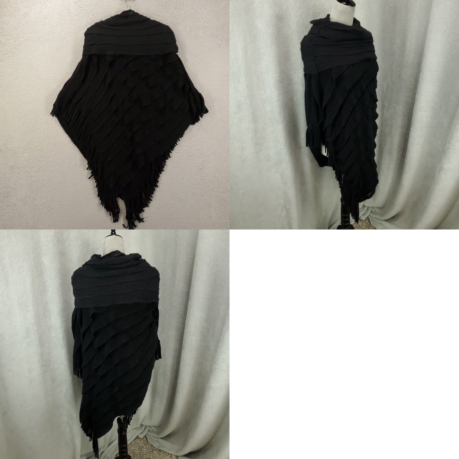 Vintage Calessa Sweater Womens XL Black Knit Stretchy Poncho Artsy Boho High Neck Pullover Solid Size XL / US 12-14 / IT 48-50 - 8 Thumbnail