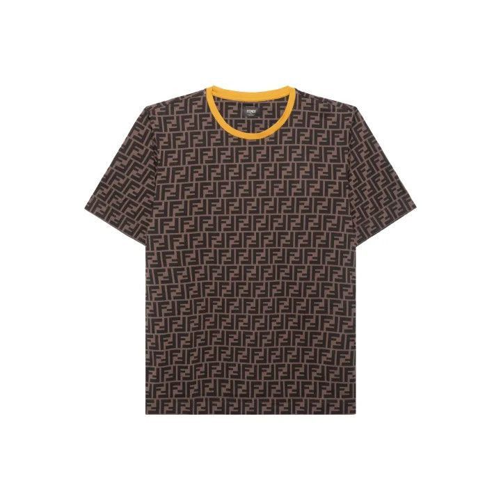 Fendi Brown Letter Pattern Short-Sleeve T-Shirt -2507