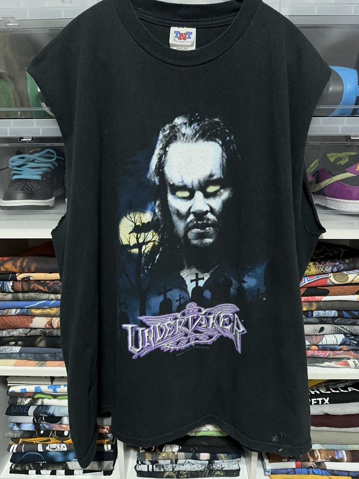 image of Vintage Wwf The Undertaker Graveyard Rest In Peace Tee in Black, Men's (Size 2XL)