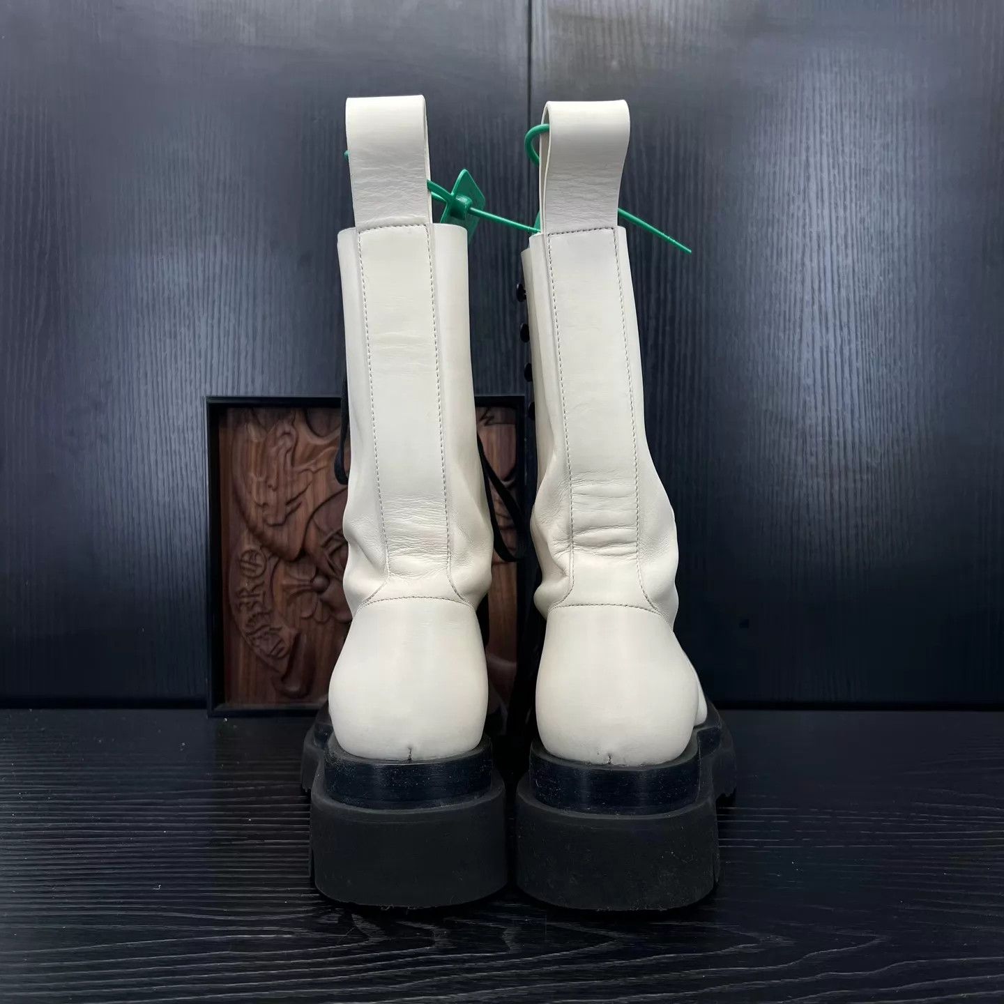 Bottega Veneta BV Lug Leather Short Mid-Calf Sea Salt Boots Size US 6.5 / IT 36.5 - 5 Thumbnail