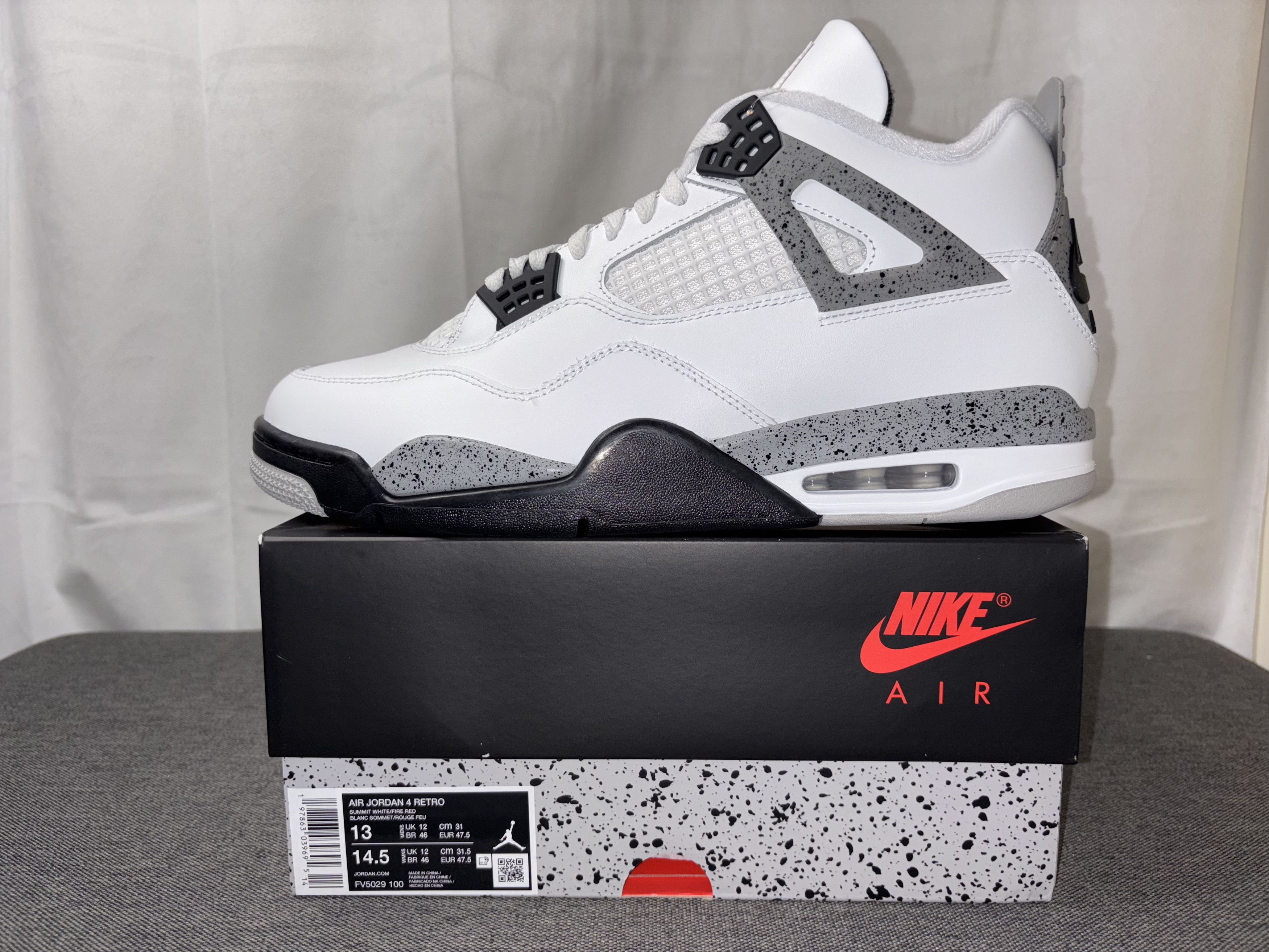 Jordan Brand Nike Air Jordan 4 Retro White Cement (2025) 13 FV5029-100 Size US 13 / EU 46 - 5 Thumbnail
