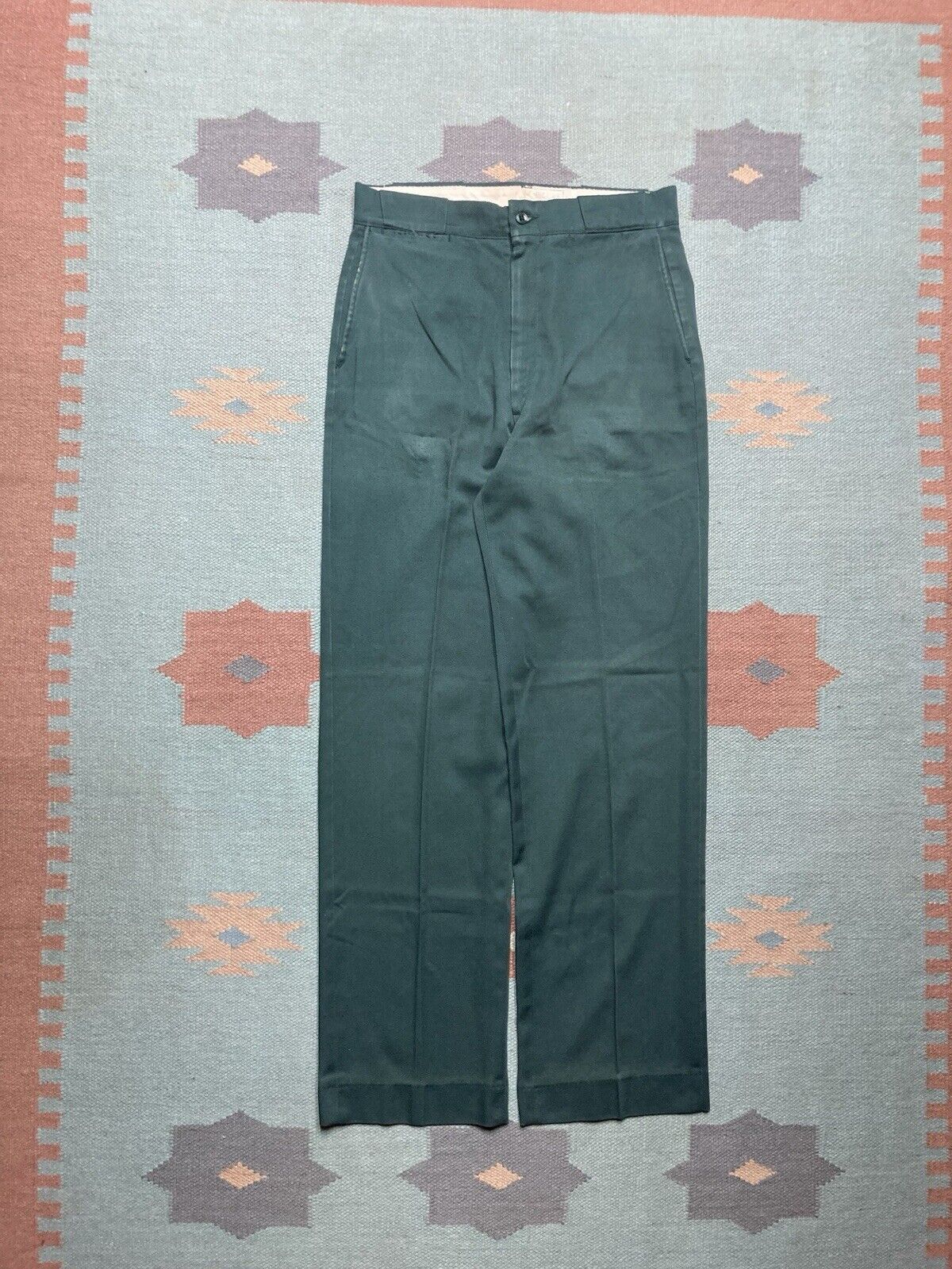 Vintage VTG 70s chino work pants green workwear twill talon 29x30 Size US 29 - 4 Thumbnail