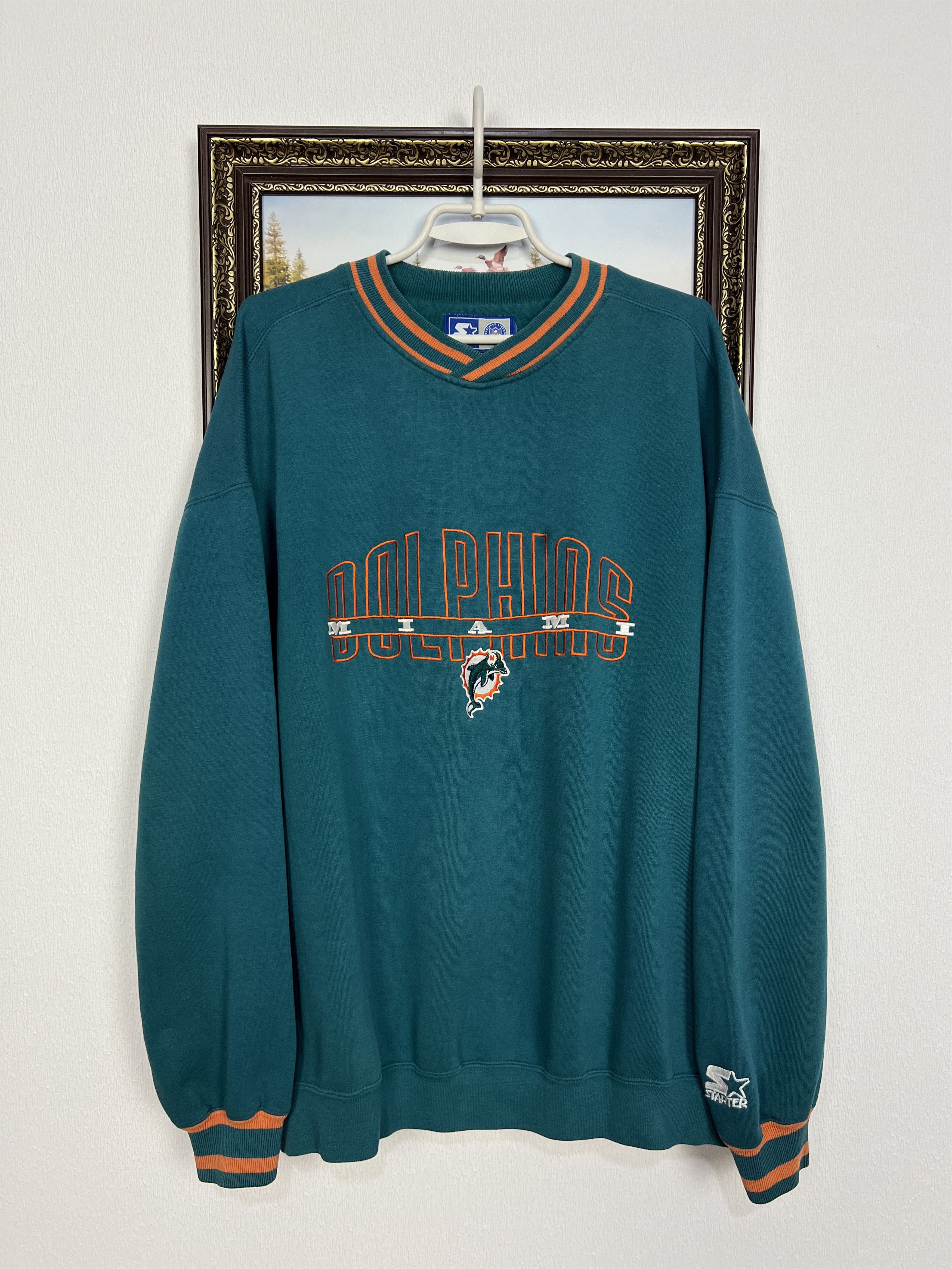Vintage 90's Miami Dolphins NFL Crewneck Sweatshir Big Logo