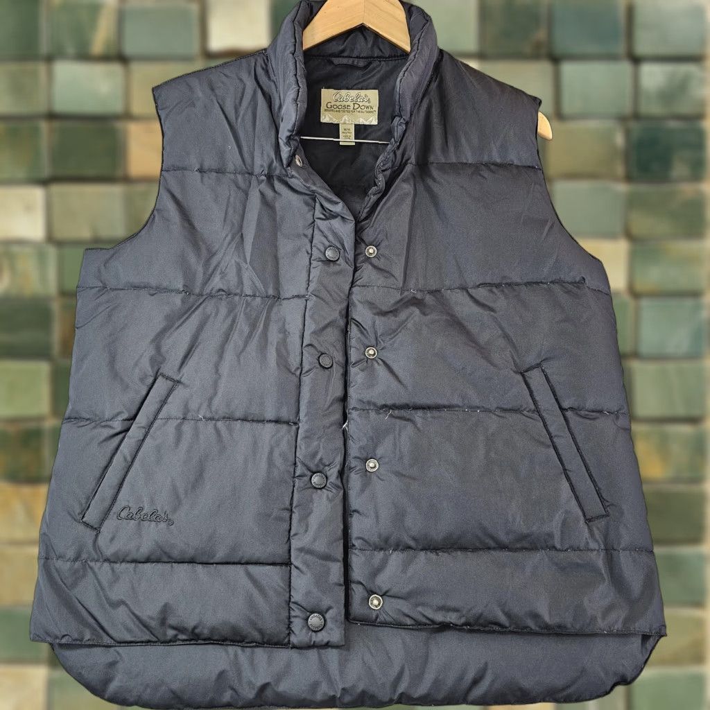 Vintage Cabela's Vest Mens M Black Puffer Snap Quilted Down Outdoor Warm Jacket? Size US M / EU 48-50 / 2 - 1 Thumbnail