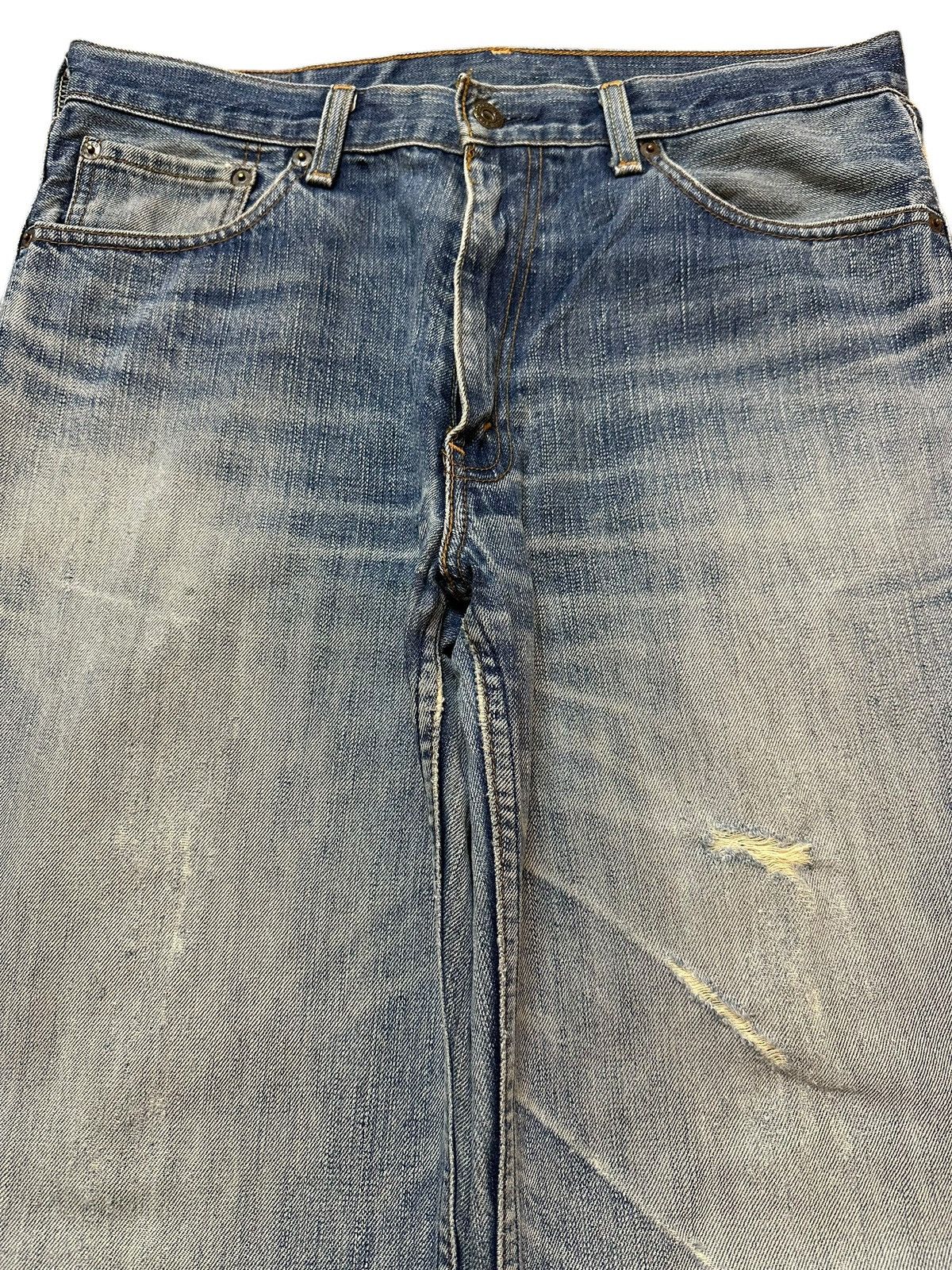 Levi's Vintage 90s Levis 502 Blue Faded Wash Distress Baggy Jeans Size US 33 - 3 Thumbnail