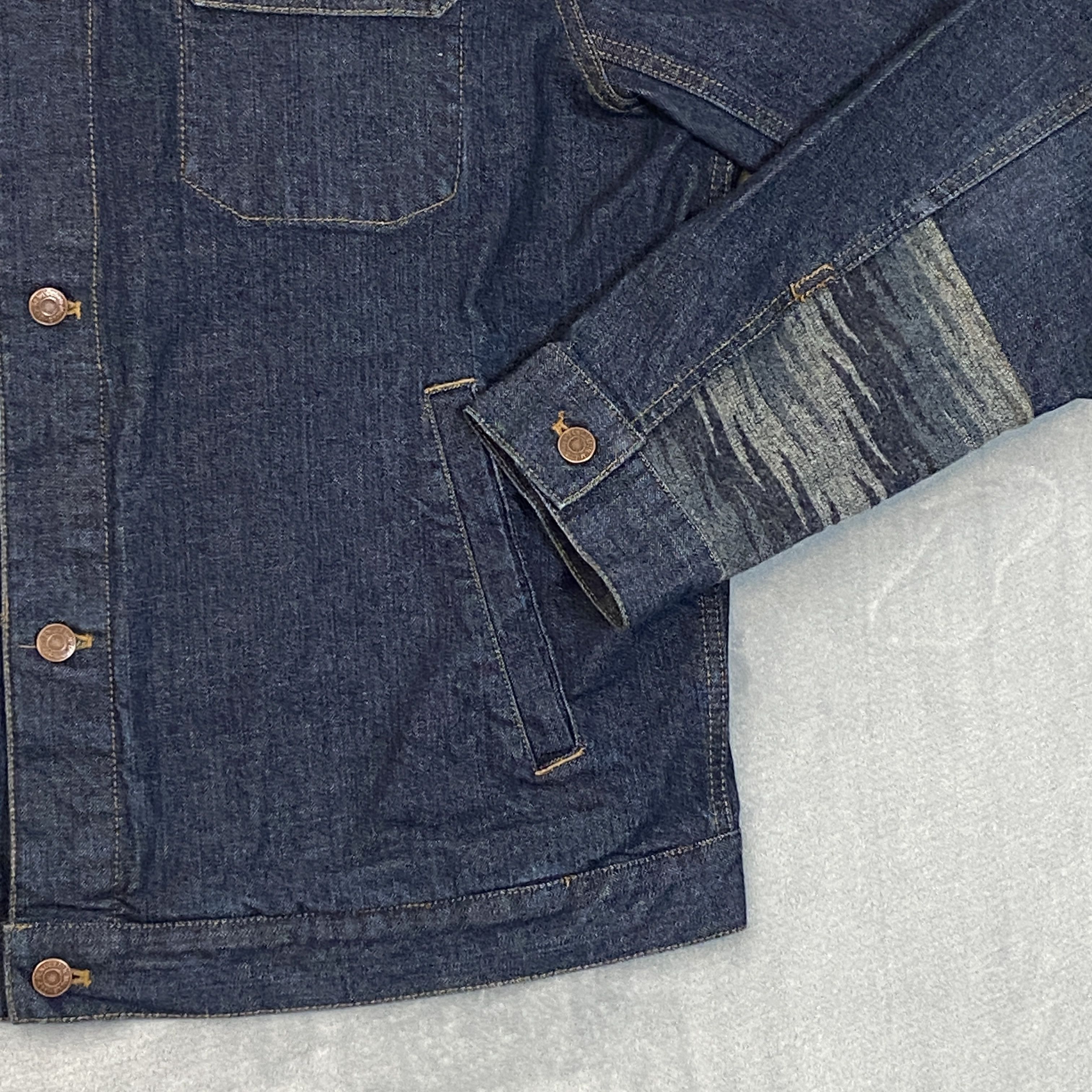 Pendleton × Vintage Denim Trucker Jacket Men XL Blue Aztec Navajo Wool Panels Size US XL / EU 56 / 4 - 8 Thumbnail