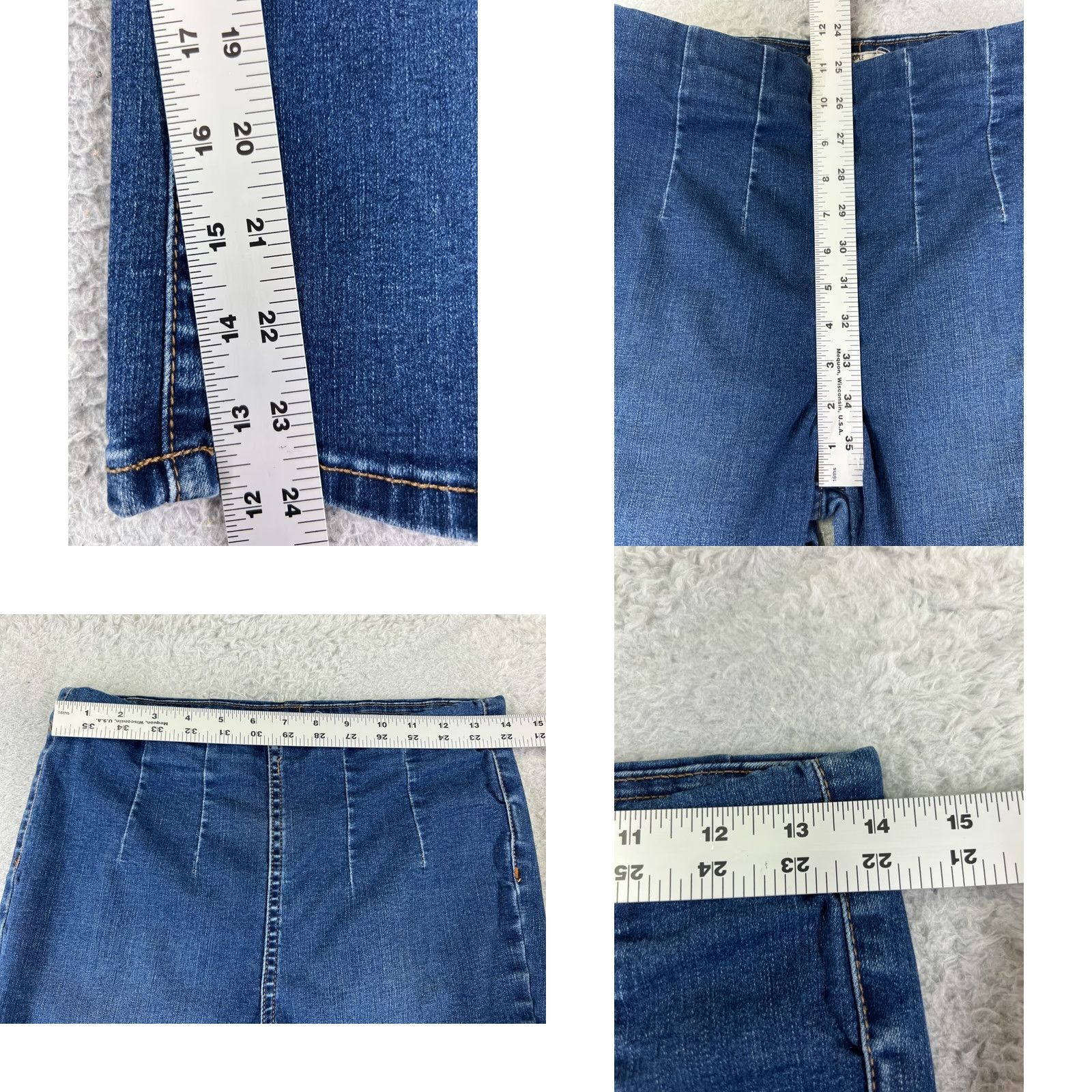 Free People Free People Jeans Womens 29 Blue Denim Flared Pull On 29x24 Distressed Stretch Pocket 5-Pocket Regular Cotton Blend Size 29" - 8 Thumbnail