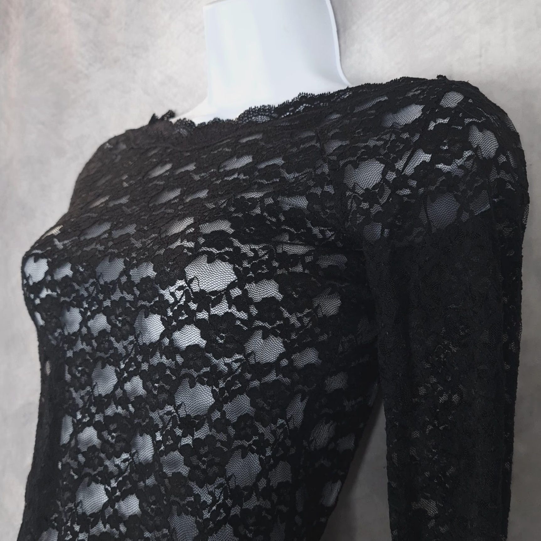 Free People VINTAGE Free People Top Womens XS Black Floral Lace Sheer Coquette Fairy Goth Y2K Size XS / US 0-2 / IT 36-38 - 3 Thumbnail