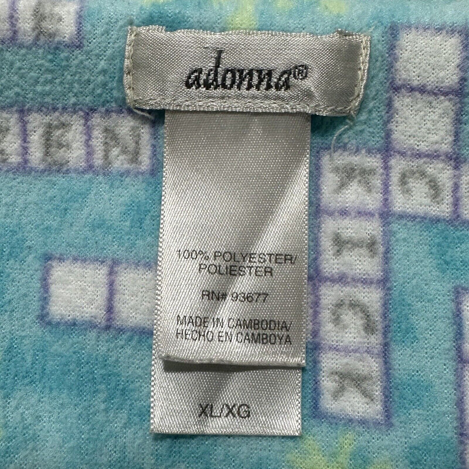 Other Adonna XL Button Down Fleece Shirt Crossword Puzzle Top Blue Size XL / US 12-14 / IT 48-50 - 3 Thumbnail