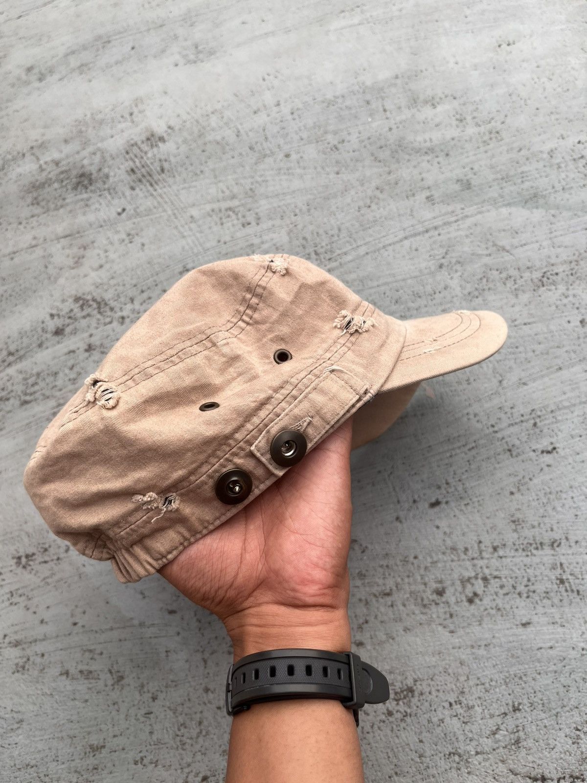 If Six Was Nine × Japanese Brand × Le Grande Bleu (L.G.B.) JAPANESE TWO FOLD DISTRESSED STUDED CADET HAT PUNK Y2K Size ONE SIZE - 5 Thumbnail