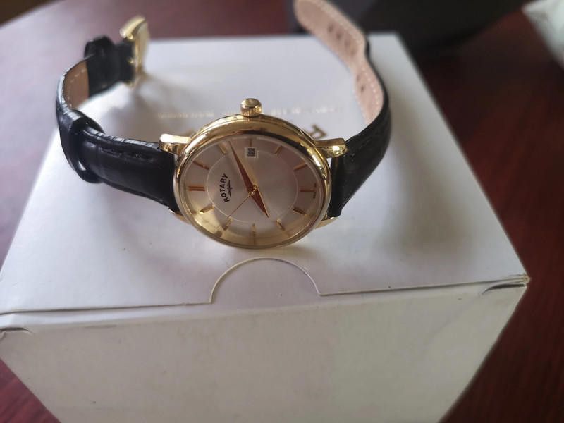 Designer Rotary gold dial black leather strap watch Size ONE SIZE - 3 Thumbnail