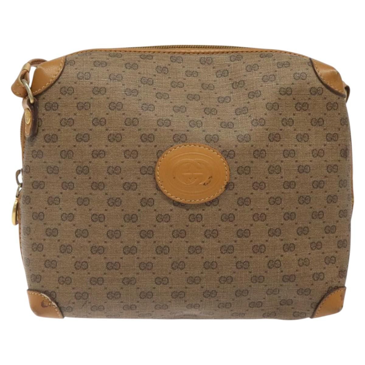 GUCCI Micro GG Supreme Shoulder Bag Pvc Brown Gold 007 115