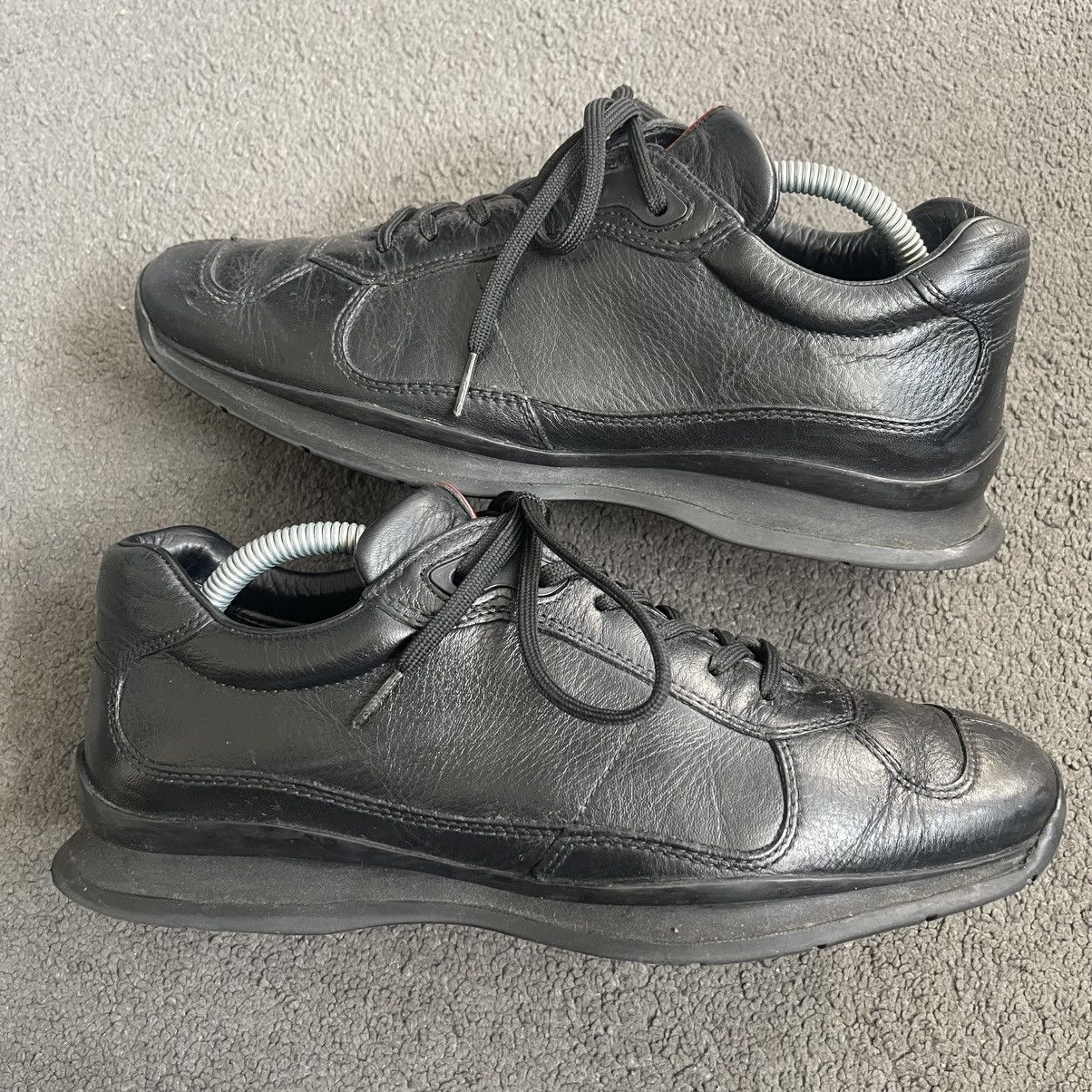 Prada Vintage 00s Prada Black Leather Trainers Shoes Americas Cup Size US 9 / EU 42 - 2 Thumbnail
